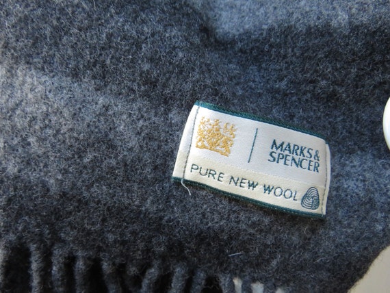 Pure Wool Scarf, Mens Scarf, Grey Scarf, Stripe Scarf, Tassel - Main Image