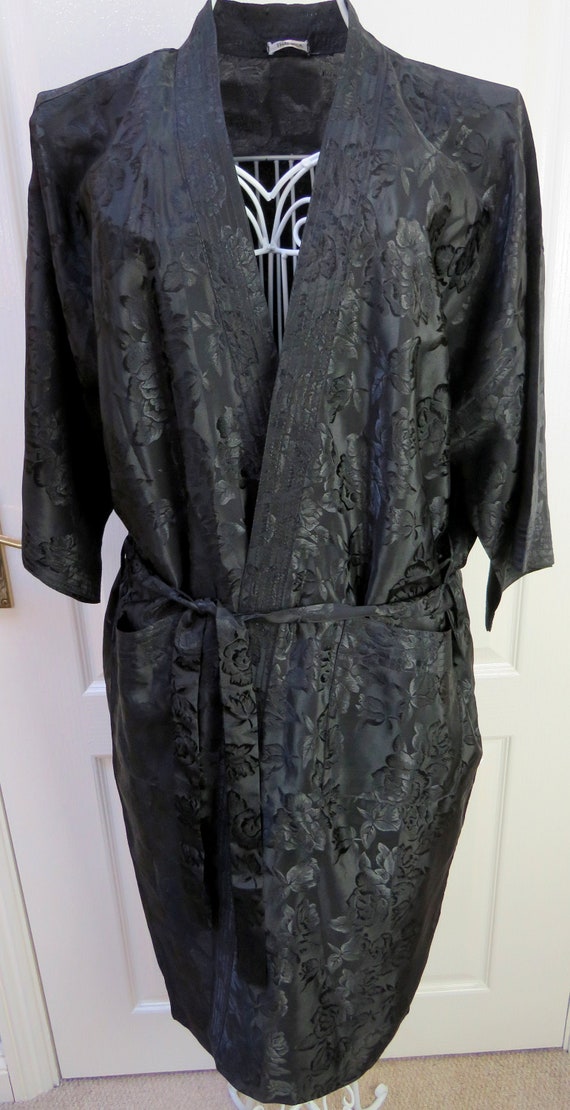 Thai Silk Robe, Black Silk Robe, Dressing Gown, Si