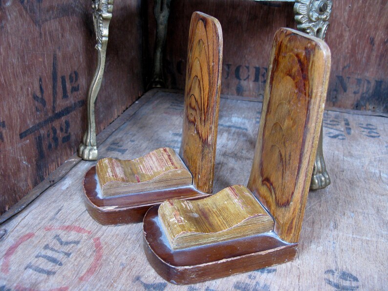 Grained Bookends Wood Bookends Pair of Bookends Heavy Etsy UK