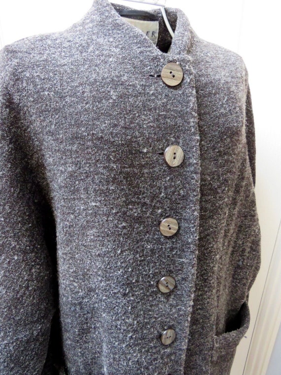 1980s Jaeger Coat Vintage Jaeger Wool Mix Coat Boucle Coat Grey Coat Boucle Jacket Balloon Coat Lagenlook Coat Medium 1980s Fashion Etsy UK