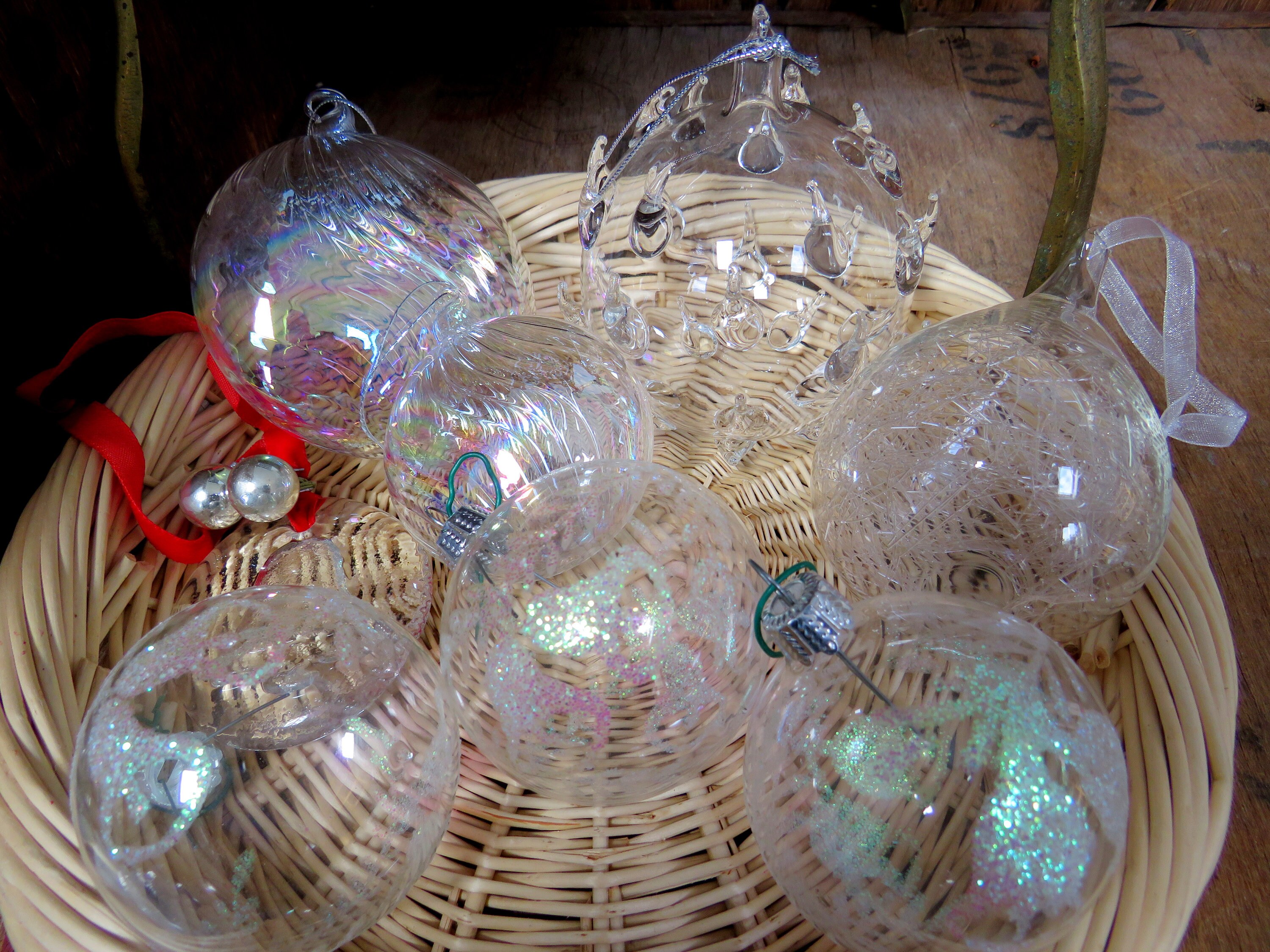 Glass Baubles Clear Baubles Glass Ornaments Vintage Etsy UK