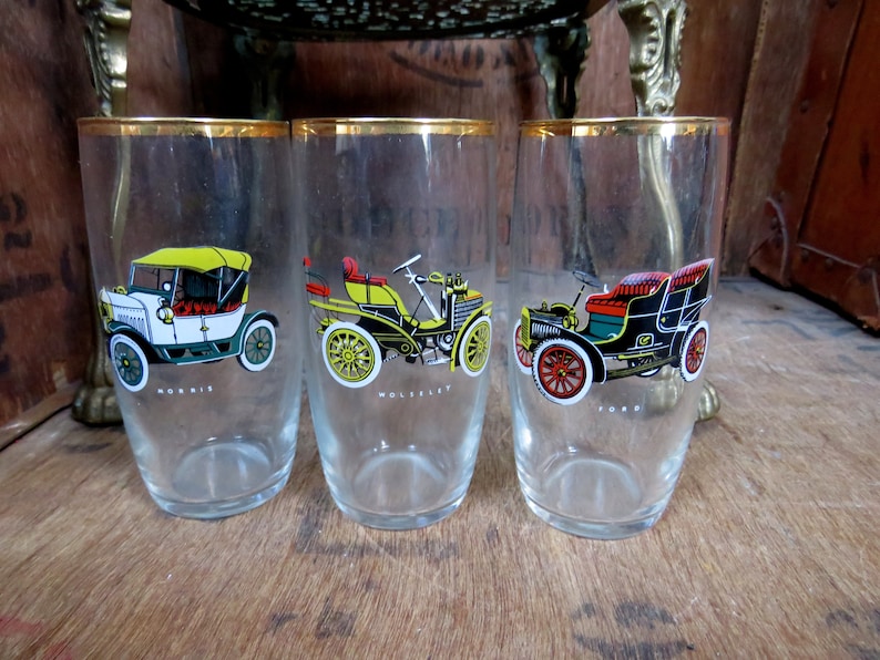 Car Tumblers Vintage Car Glasses Car Glass Set Tot Glasses Etsy UK