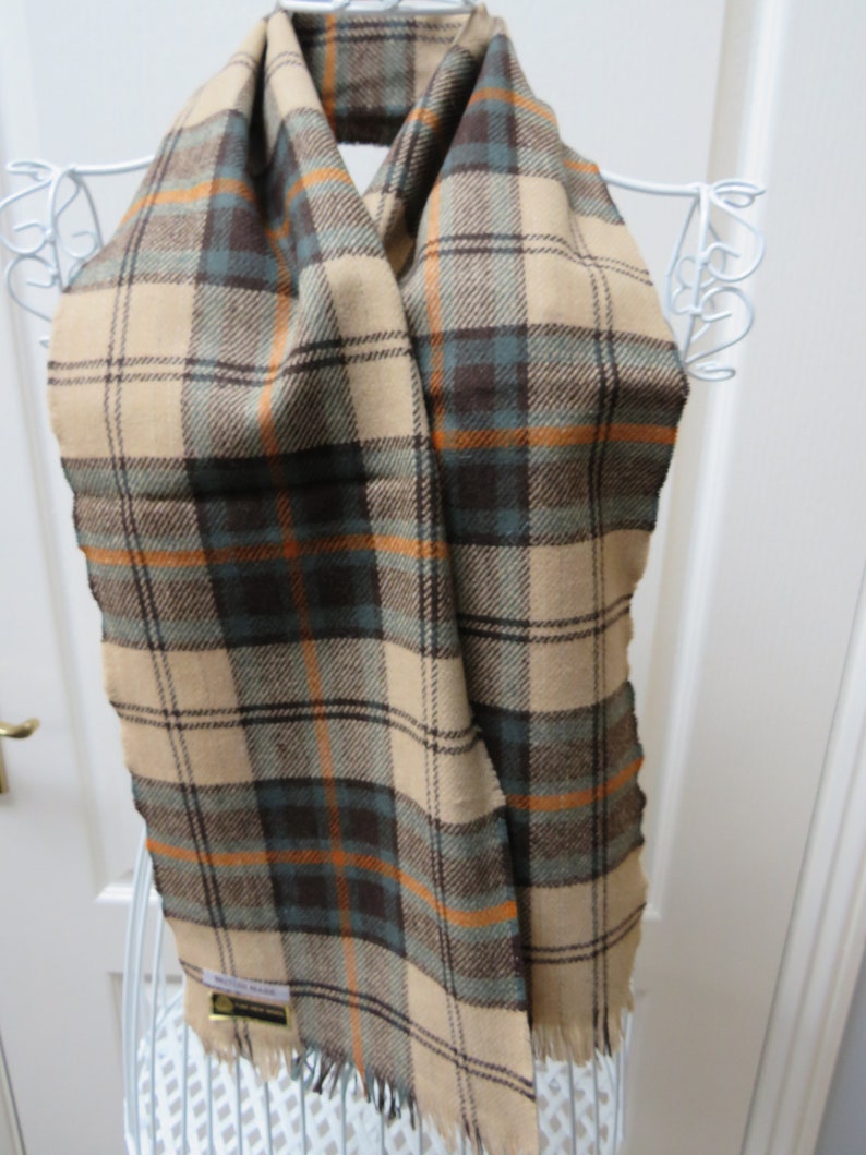 Pure Wool Scarf Brown Tartan Scarf Vintage Scarf British Etsy
