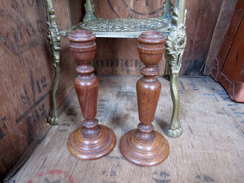 Walnut Wood Candlesticks Vintage Candlesticks Wooden Etsy