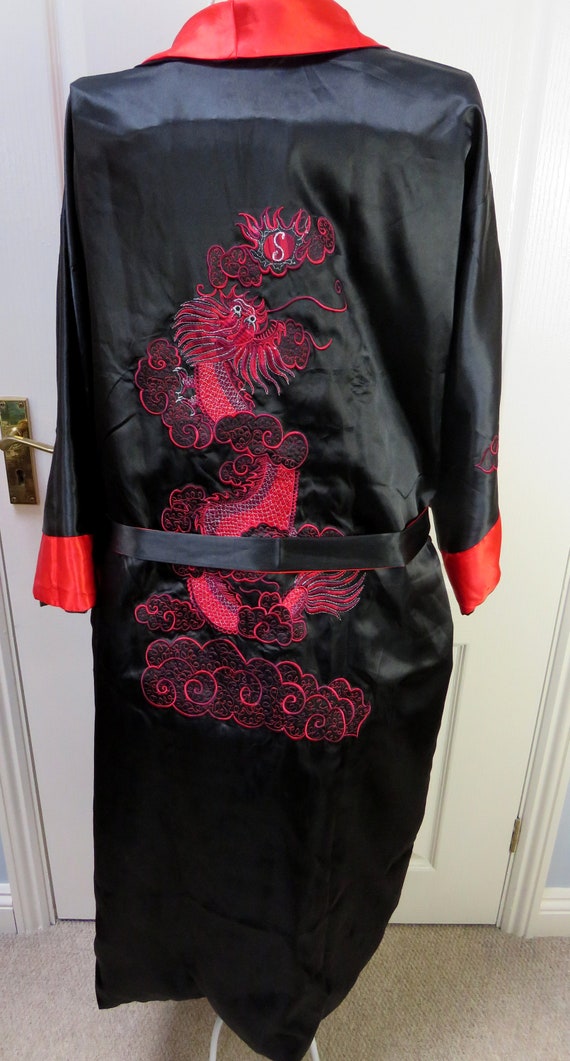 Reversible Smoking Jacket, Oriental Robe, Satin R… - image 2