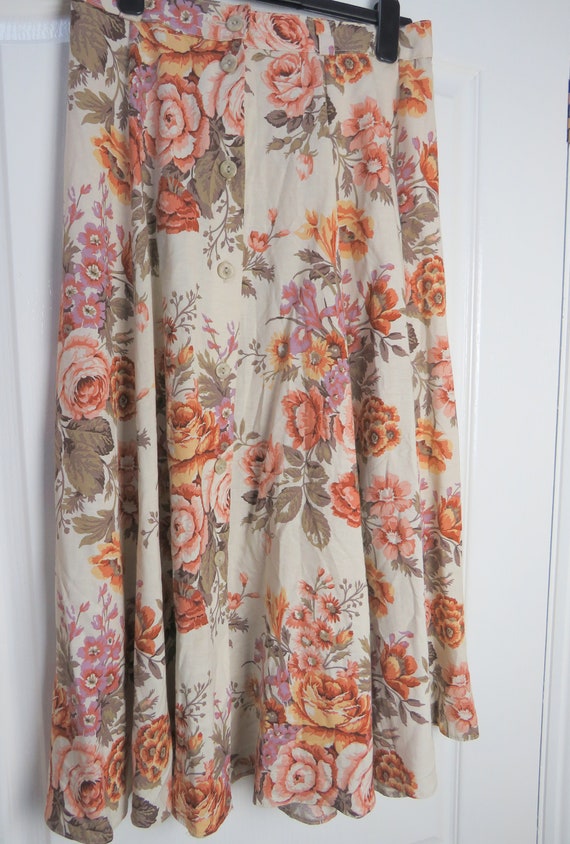 Floral Skirt, 1980s Skirt, UK 16, Vintage Skirt, … - image 3