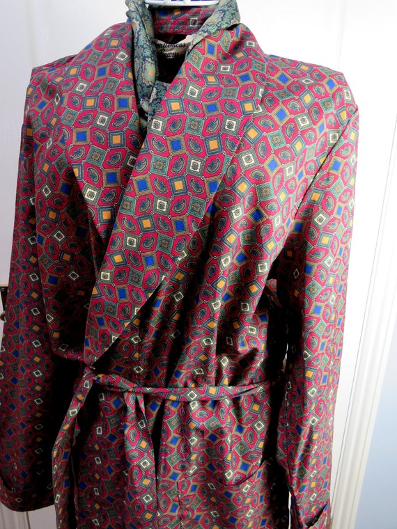 Red Smoking Jacket, Dressing Gown, Geometric Smoki
