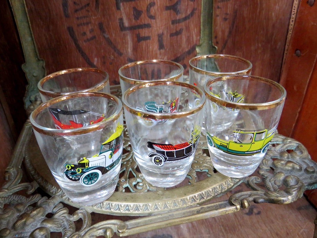 Car Shot Glasses Vintage Shot Glasses Shot Glass Set Tot Etsy
