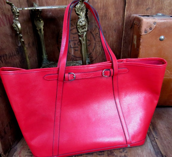 LK Bennett Bag, Red Leather Bag, Leather Tote Bag,