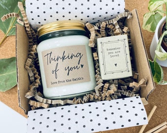 Thinking of you Candle Gift Set, in our thoughts, love you, hope you're ok, missing you, sorry for your loss, sending love, keepsake gift