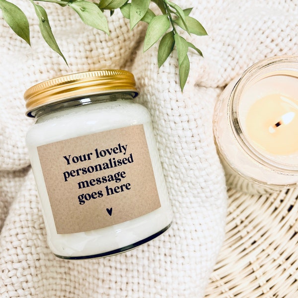 Your own words on a candle, personalised bespoke message gift