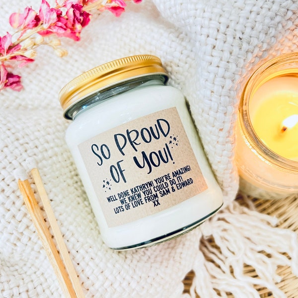 Personalised Congratulations Candle Gift: Proud of You, New Job, Exam Success