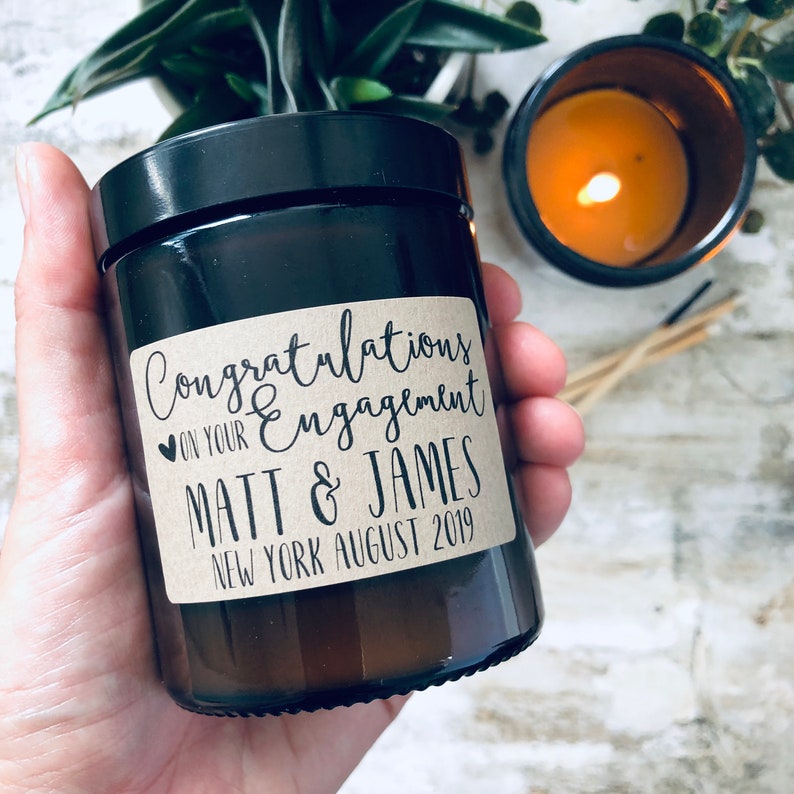 Personalised scented candle Engagement Gift For Couple Etsy