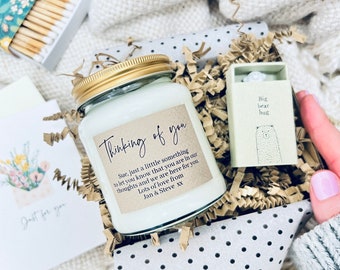 Thinking of you Gift Set with Personalised Candle and Keepsake, sympathy gift, get well soon gift, thoughtful gift