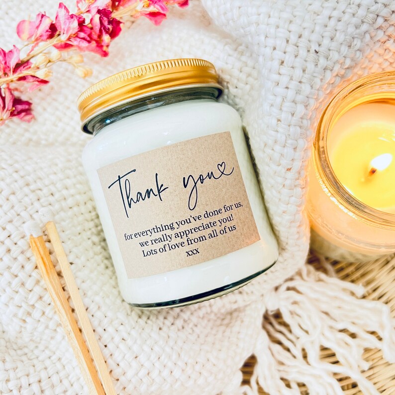 personalised thank you message candle gift
