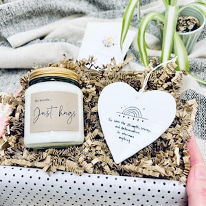 Sympathy Gift Set: Candle & Porcelain Heart - Sending Hugs