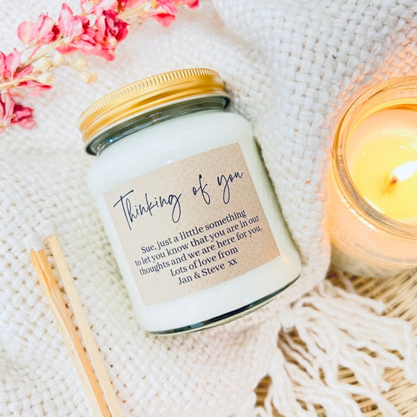 Thinking of you personalised message candle, sending love gift, thinking of you gift, sympathy gift