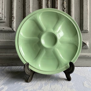 French Vintage Oyster plate green Diguin seafood clam SINGLE/PAIR peppermint green Sarreguemines ceramic serving dish original 1960 retro