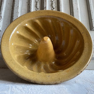 Antique French baking cooking form ceramic jelly mould, SINGLE semi-glazed earthenware handmade country rustic kitchenalia 1880's