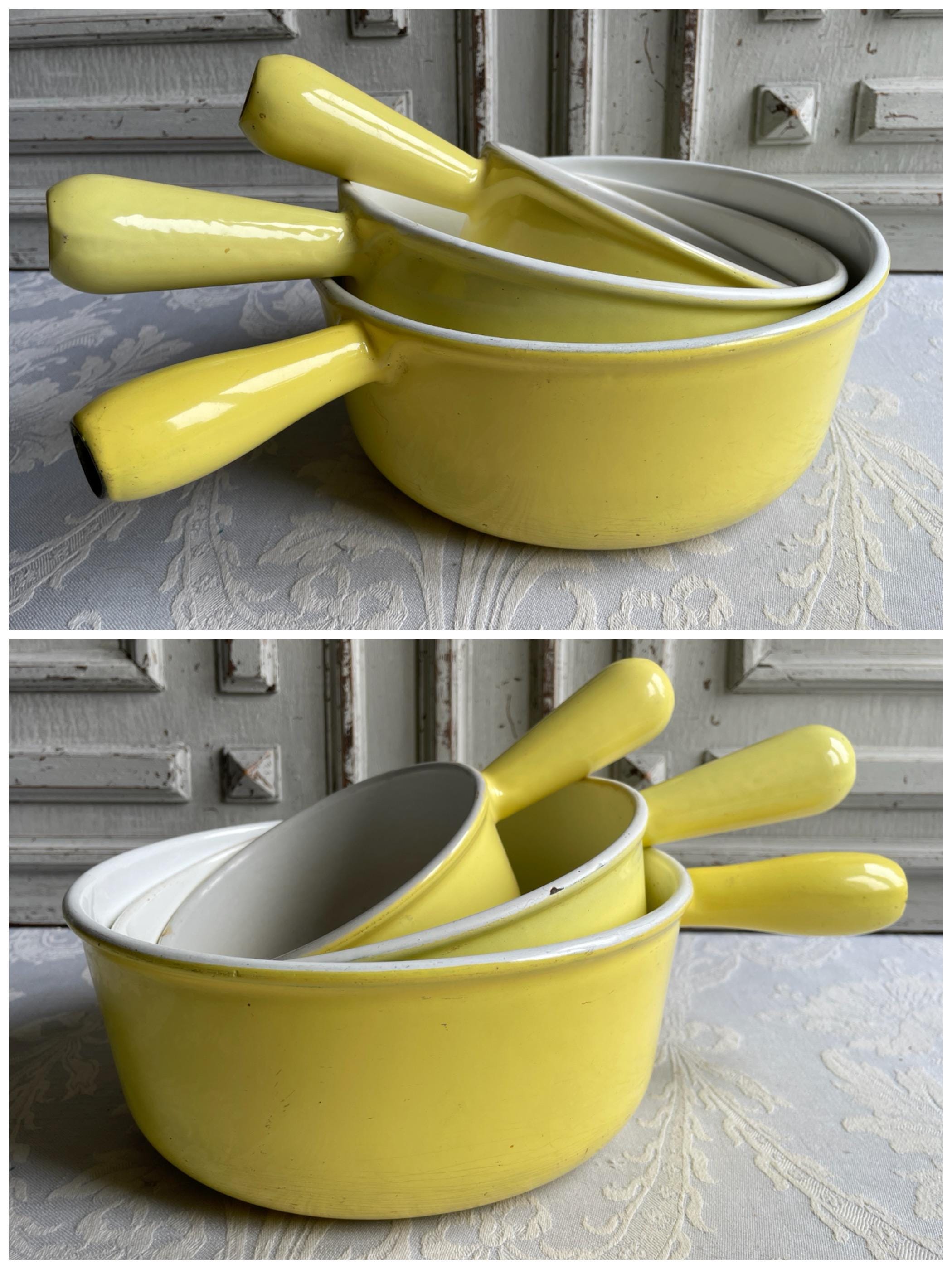 French Vintage Cast Iron Saucepan Le Creuset Lemon Yellow