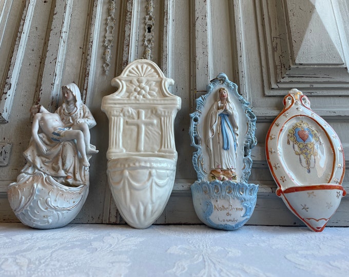 Antique French Holy Water Font LARGE Benitier Porcelain Etsy