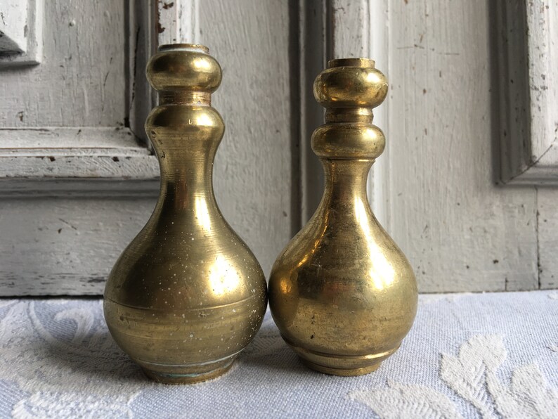 Antique brass blind pulls cord tassels light weights Pair Etsy