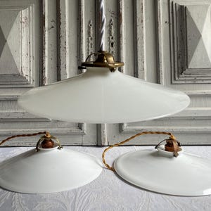 1x Antique French ceiling shade, opaline white glass, SINGLE milk glass opaque lampshade, CHOOSE Art deco light 1920&#39;s vintage authentic