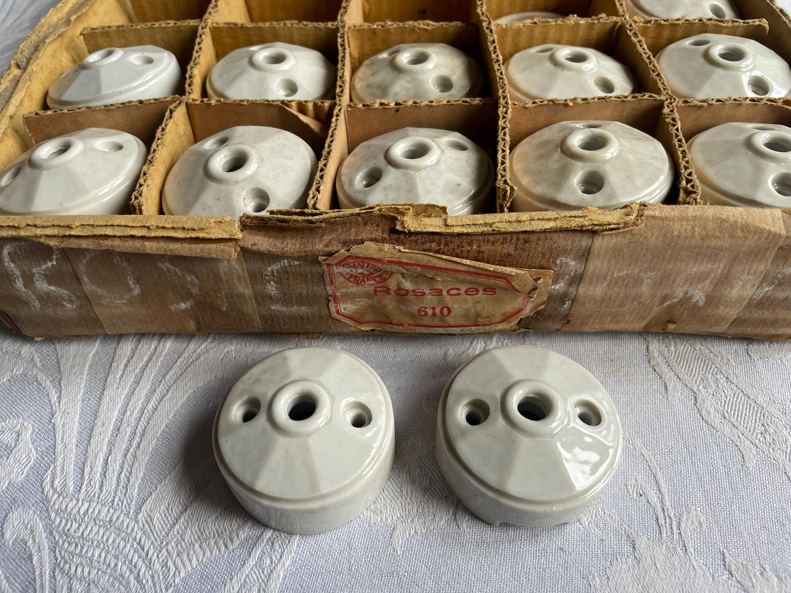Antique French porcelain ceiling rose SINGLE vintage light rosace canopy pendant light white graphic patterned ceramic decorative accessory