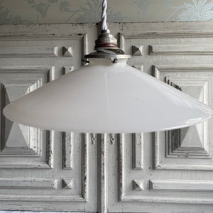 1x Antique French ceiling shade, opaline white glass, SINGLE milk glass opaque lampshade, CHOOSE Art deco light 1920&#39;s vintage authentic