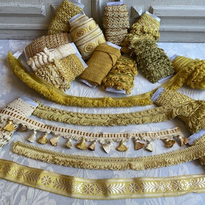 French vintage trim, GOLD trimmings VARIOUS lengths gold braids finishing edging haberdashery passementerie curtains upholstery cushions (B)