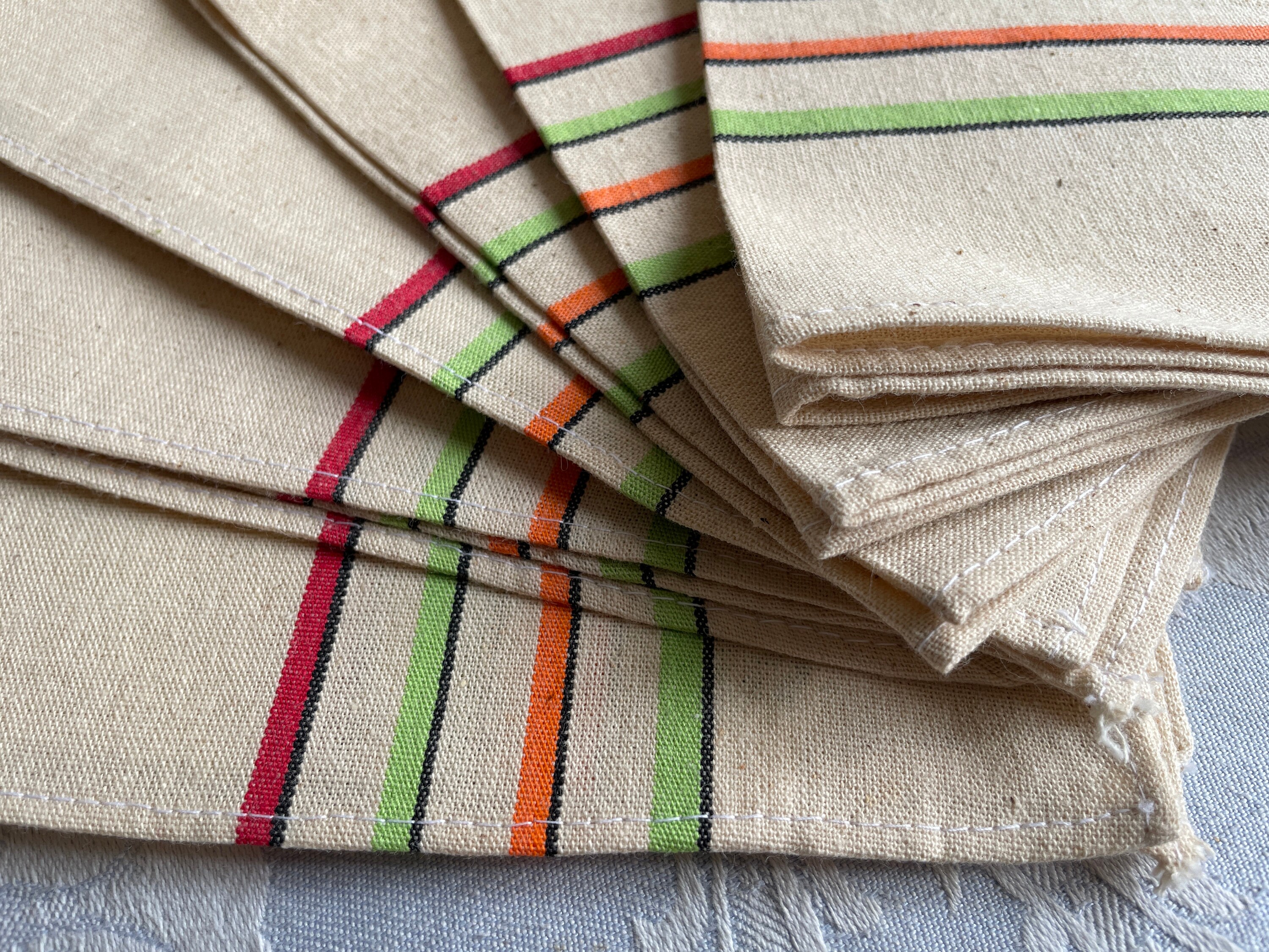 Torchons Vintage de 6 Français, Torchons en Lin Métis Toile Immaculée Inutilisée, Agalys Comme Nouve