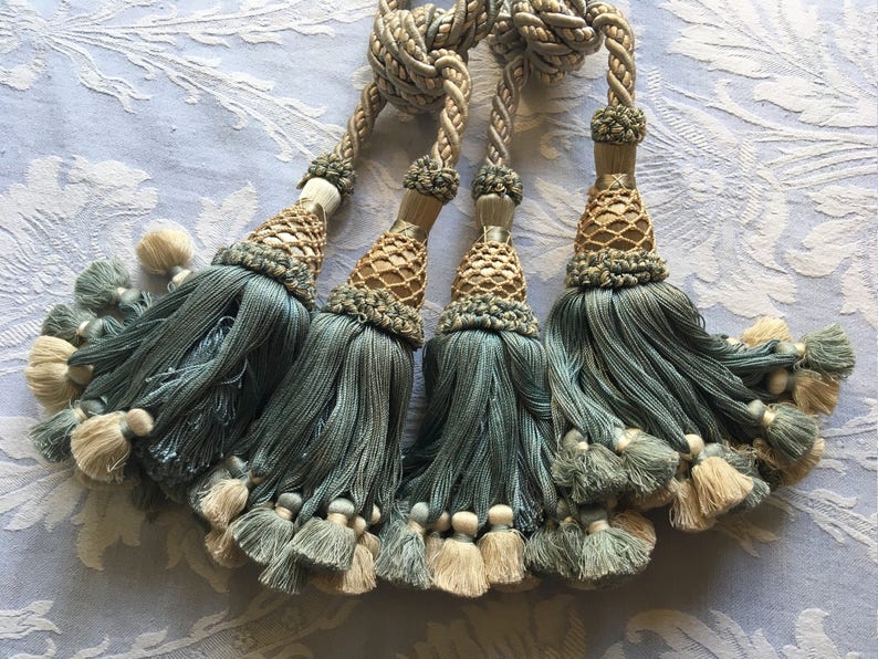 2 Antique French curtain tieback tassels Pair large vintage Etsy