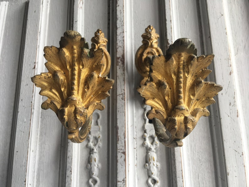 Antique Brass Curtain Tie Backs Stunning Pair Of French Etsy