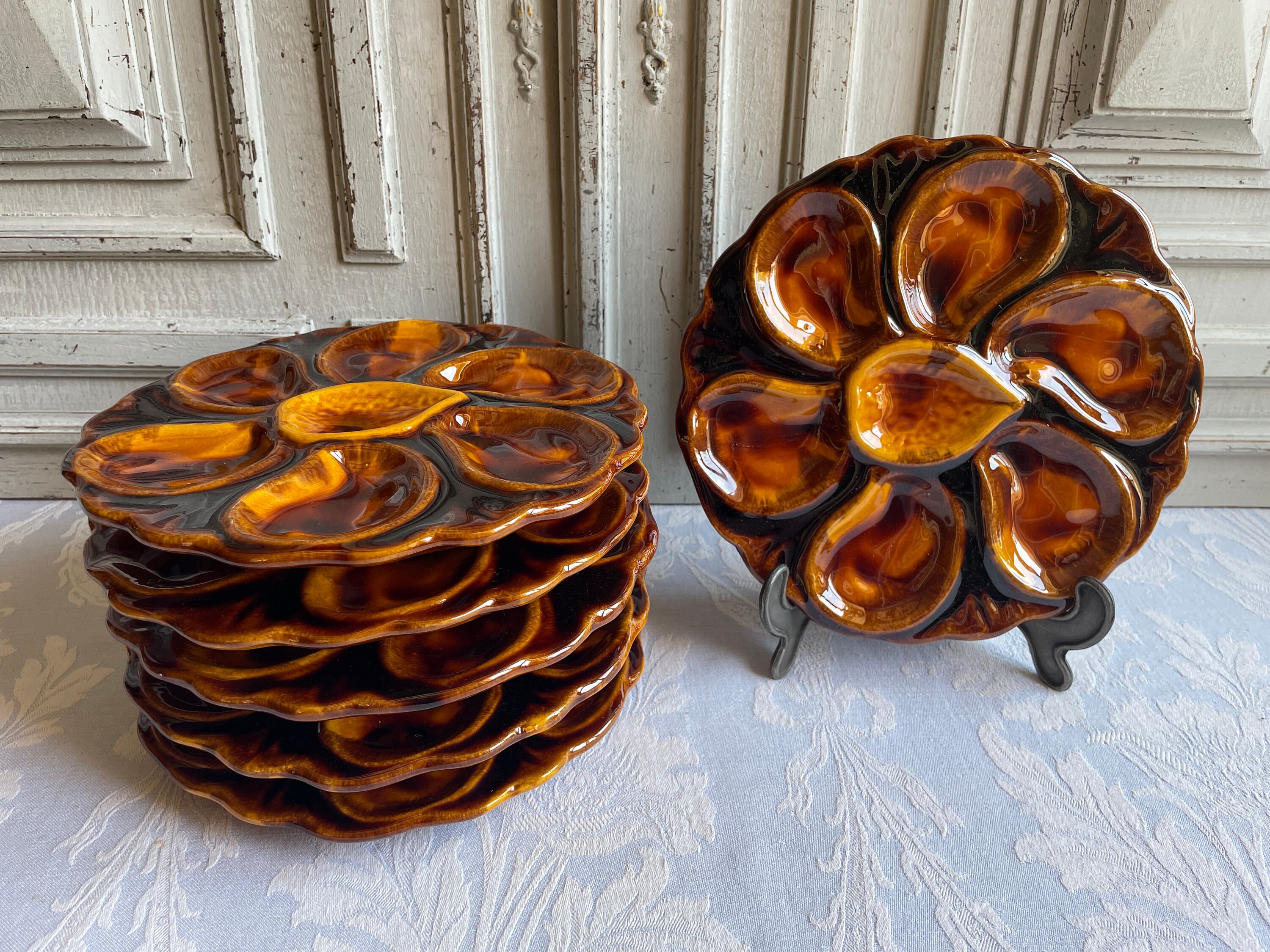 Assiette d'huîtres Vintage Français Vallauris, Assiette Single