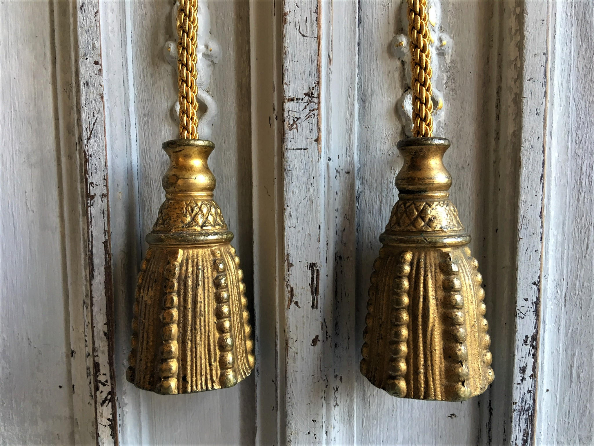 Antique brass blind pulls tassels Pair French Ormolu light Etsy
