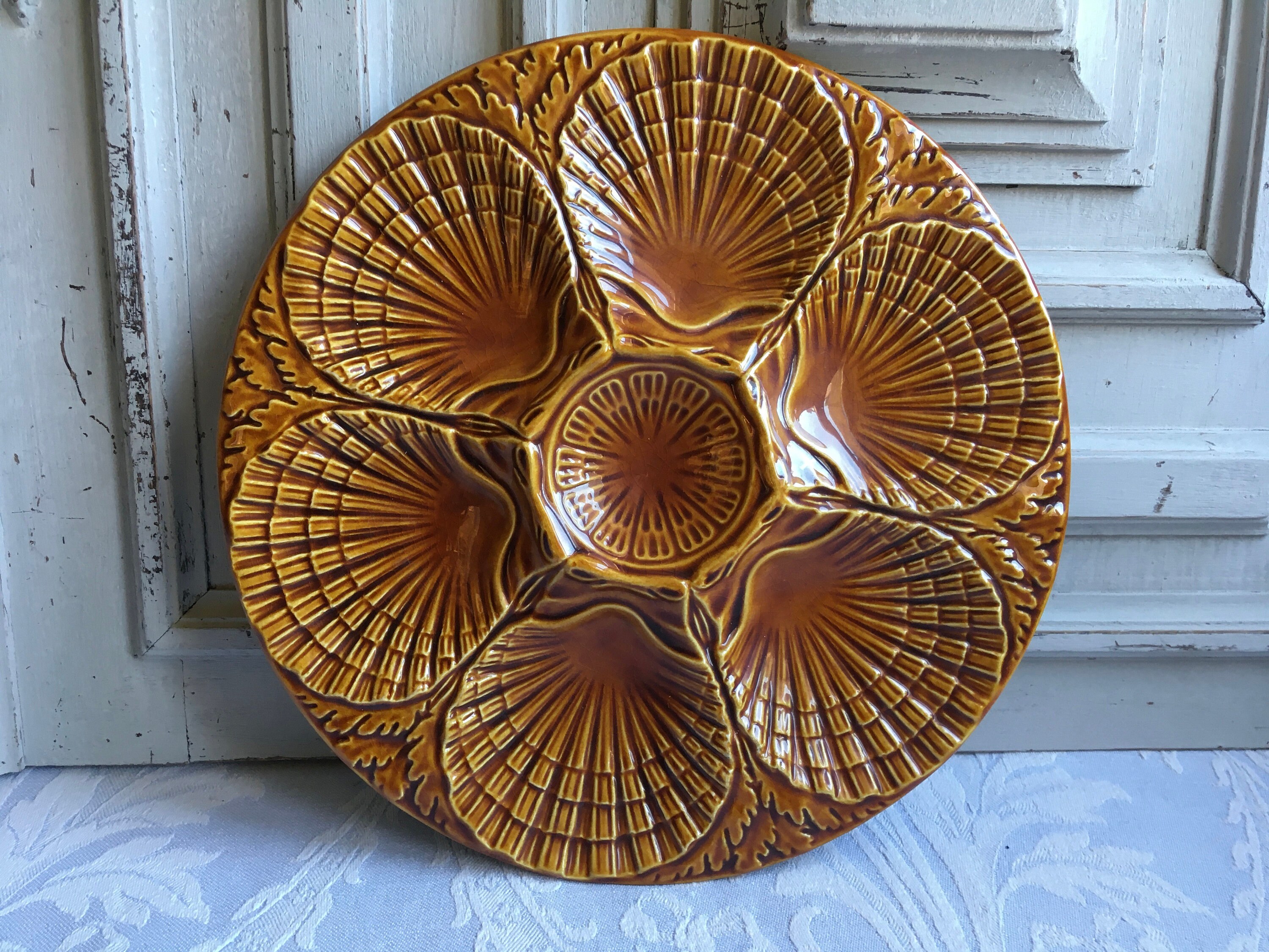 Assiette d'huîtres, Assiette d'huîtres en Porcelaine Retro Seafood Vintage Single Vintage, Coquilles