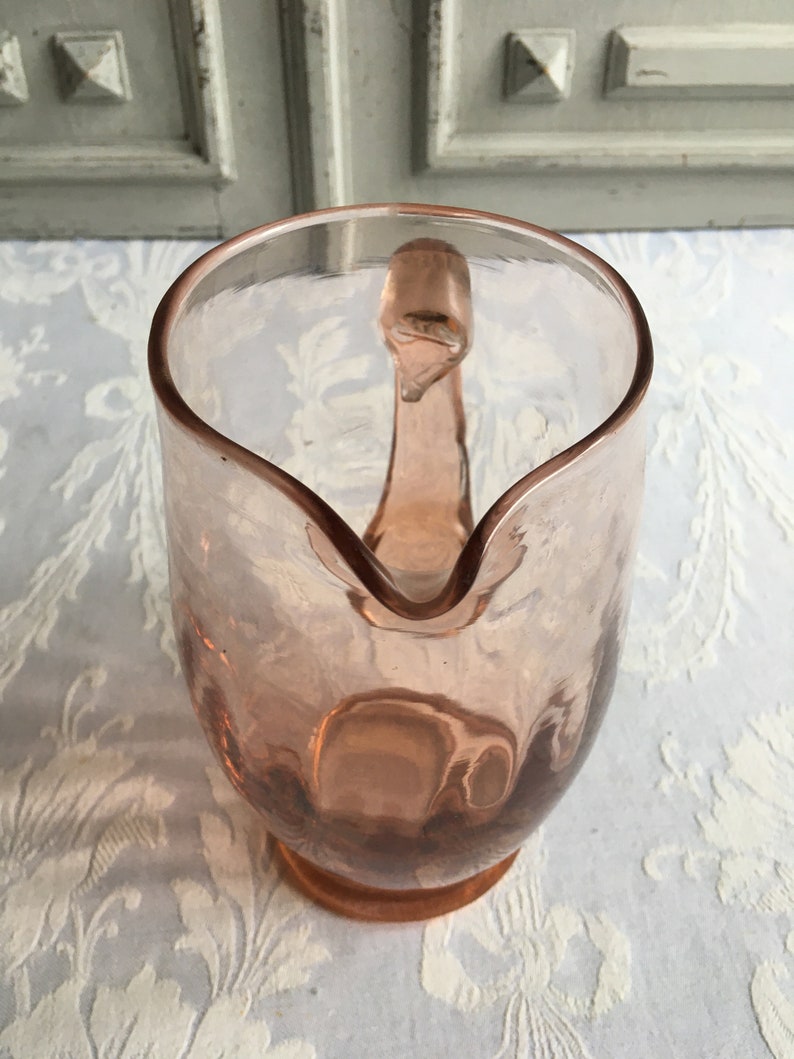 Pink blush glass jug depression glass French vintage Etsy