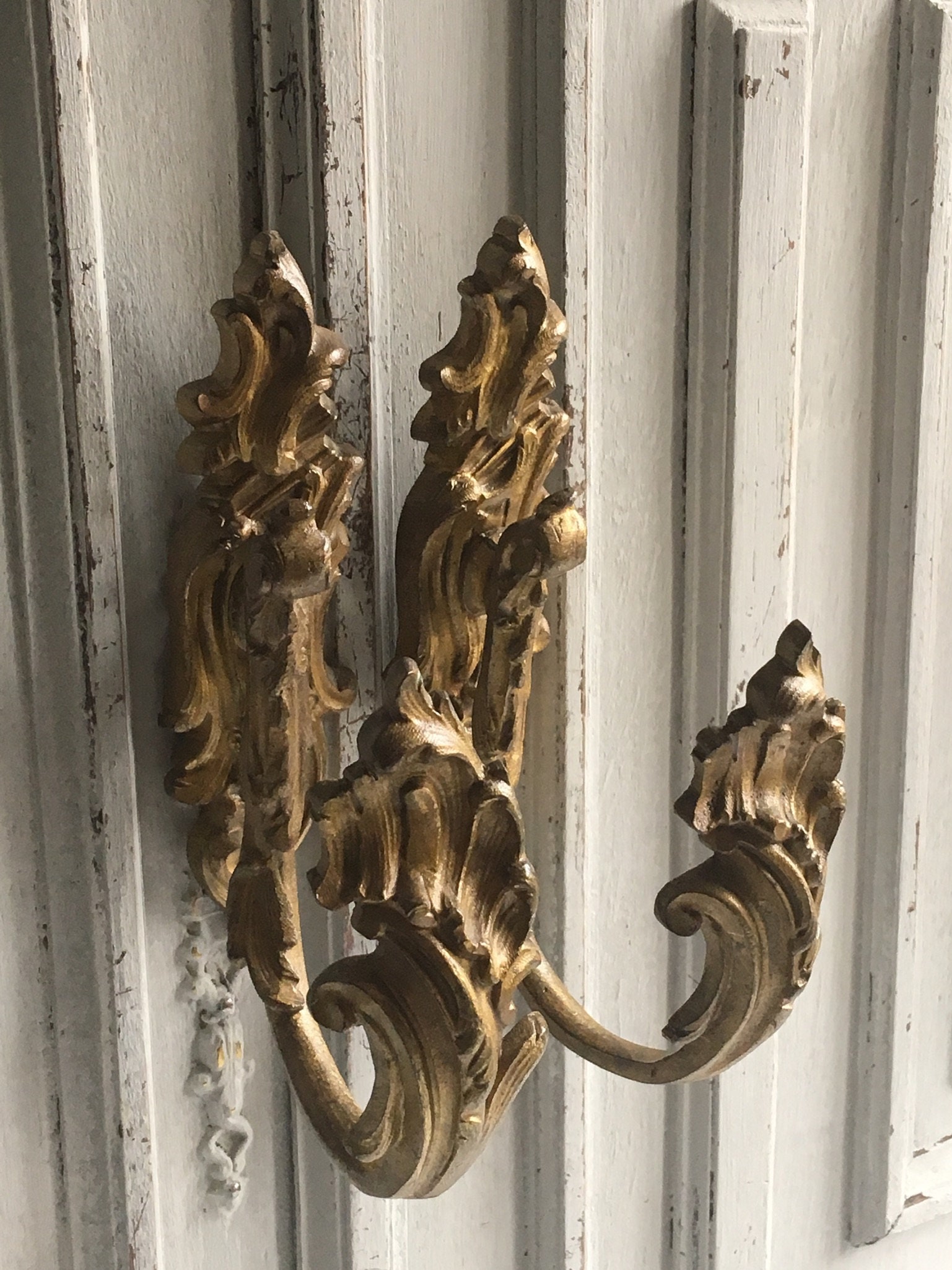 2 Antique brass curtain tie backs French curtain holders Etsy