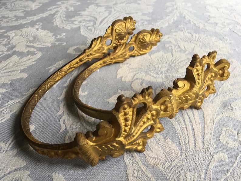 Antique brass curtain tie backs stunning pair of French Etsy