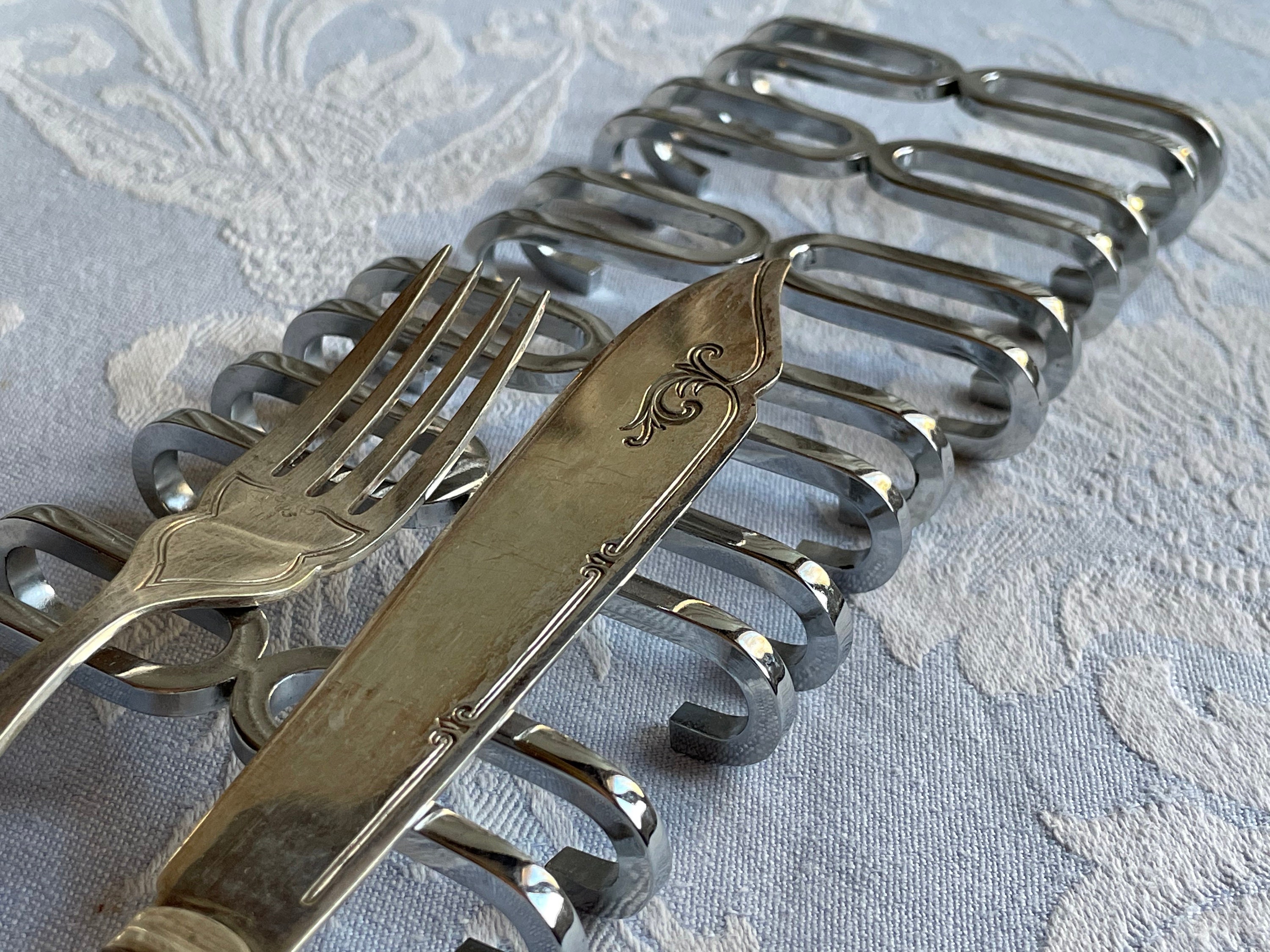 6 French vintage knife rests chromed cutlery stands Retro Etsy