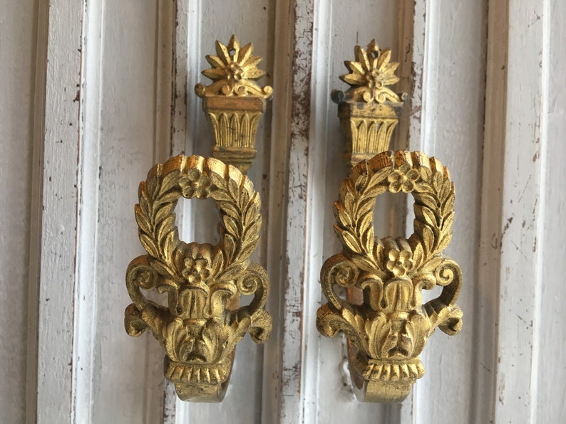 Antique Brass Curtain Tie Backs Stunning Pair Of French Etsy