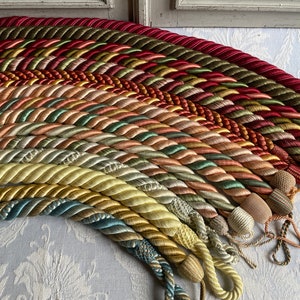 SINGLE Silk French vintage curtain tieback, HOULES cord, CHOOSE colours, sublime quality, curtain holdback, pretty cottage chic decor