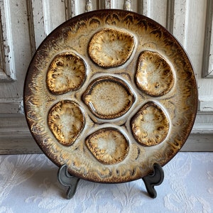 Vintage French Oyster plate, SINGLE/PAIR Niderviller Mid Century dish, &quot;FAUVE&quot; gold French vintage, oyster seafood 1960&#39;s country kitchen