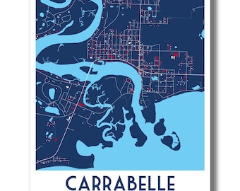 CARRABELLE Map Print, Carrabelle Florida Art Print, Carrabelle Coastal Home Decor, Beach Home Decor, Beach Town Wall Art, Nautical Map Art!