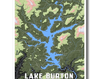 LAKE BURTON map print, Lake Burton Georgia Art, Topographic Map, Gifts-for Nature Lovers, Lake House Decorating, Custom Map for Lake-Lovers!