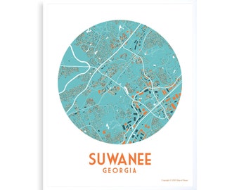 Suwanee Map, Suwanee, Georgia, Map, Art, Wedding, Housewarming, Moving Away, Travel, Going Away, Graduation, Custom Art, Home Decor Gift!