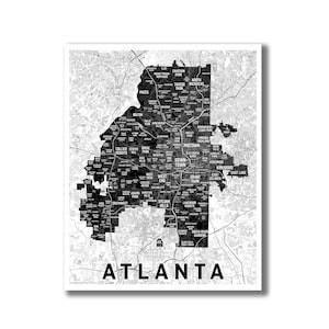 Atlanta Neighborhoods Map! Atlanta Map Print, Atlanta Modern Art, Closing Gift, Housewarming, Airbnb decor, Moving Away Gift, Grad gift!