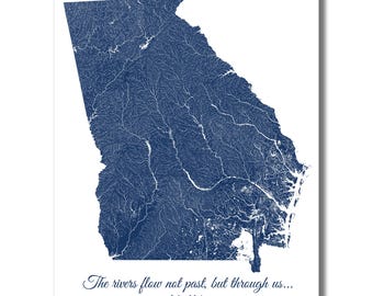 Custom Rivers Map Print of Any State! Personalized Nature Wall Art, Hydrology Art with John Muir Quote, United States Rivers Poster!