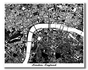 LONDON England Map Print, Paper Anniversary Gift, Custom Street Map, Custom City Map Poster, Any City Map Art, Realtor Closing Gift, Map Art
