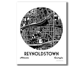 REYNOLDSTOWN Map Print, Reynoldstown Atlanta Neighborhood Map, Reynoldstown Atlanta Art Print, Reynoldstown Black and White Map, Custom Map!